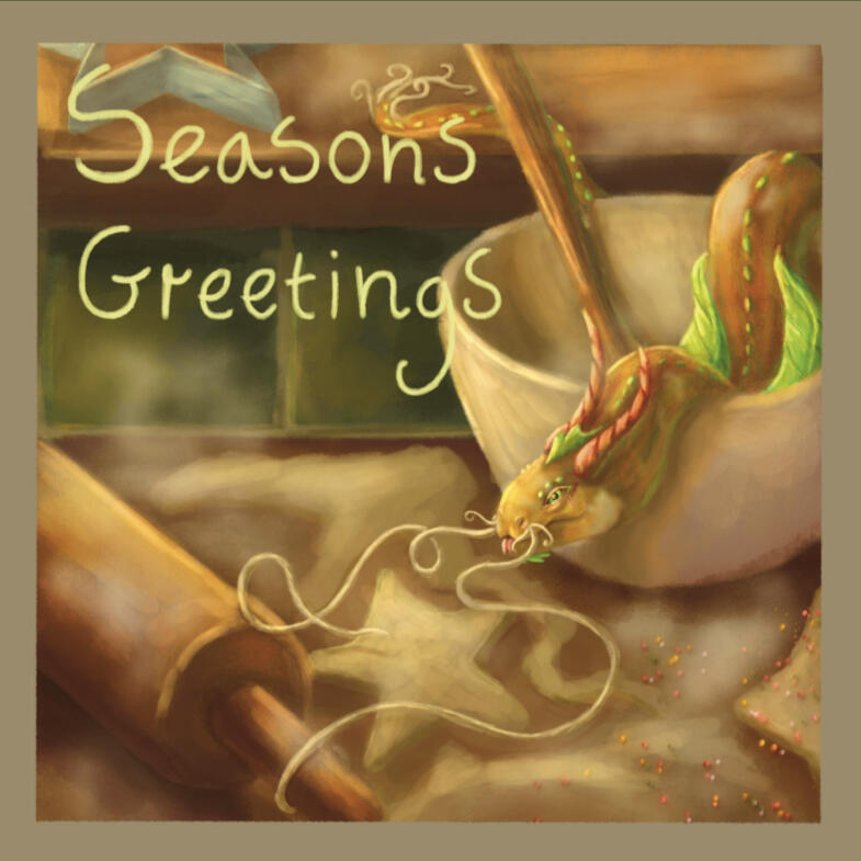 Card design/Spaghetti Dragon: Personal Project. Part of kitchen Dragons line up.