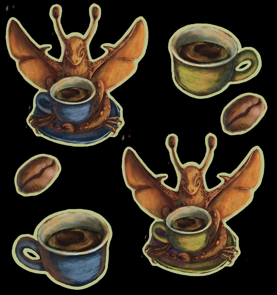 Espresso Dragon sticker designs