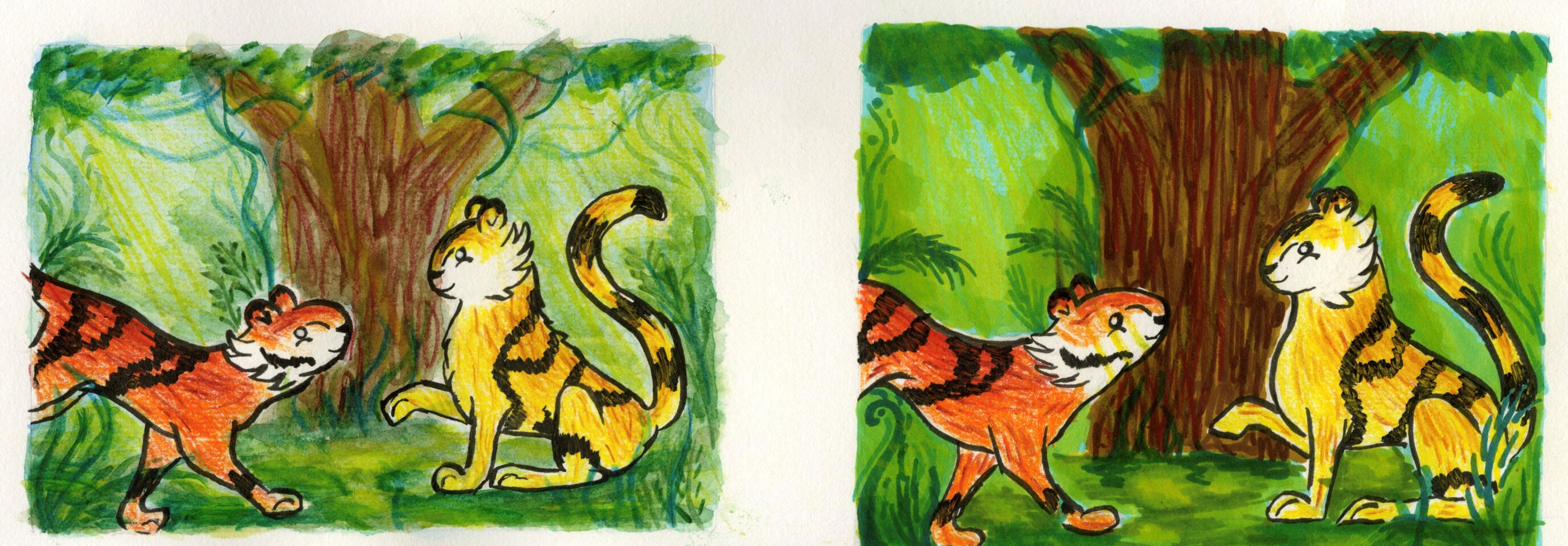 materials test: Pencil and watercolour vs pencil and alcohol marker